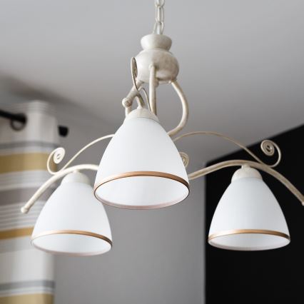 Brilagi - ANTICO LED láncos csillár 3xE27/60W/230V 3000K fehér patina