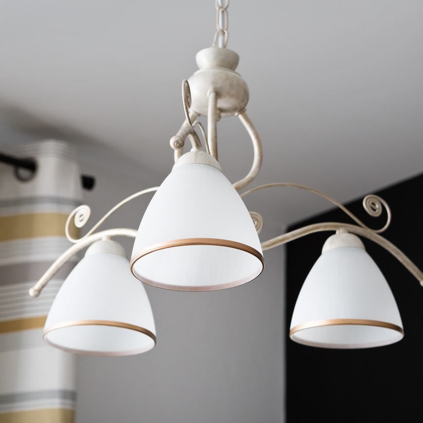 Brilagi - ANTICO LED láncos csillár 3xE27/60W/230V 3000K fehér patina