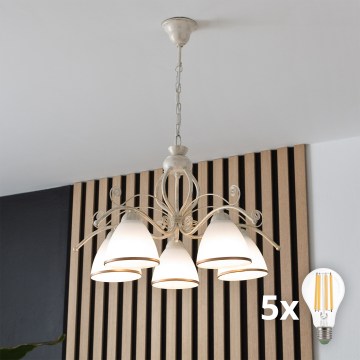 Brilagi - ANTICO LED láncos csillár 5xE27/60W/230V 3000K fehér patina
