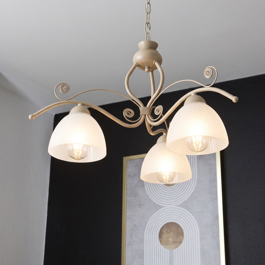 Brilagi - ANTICO MODERN láncos csillár 3xE27/60W/230V bézs