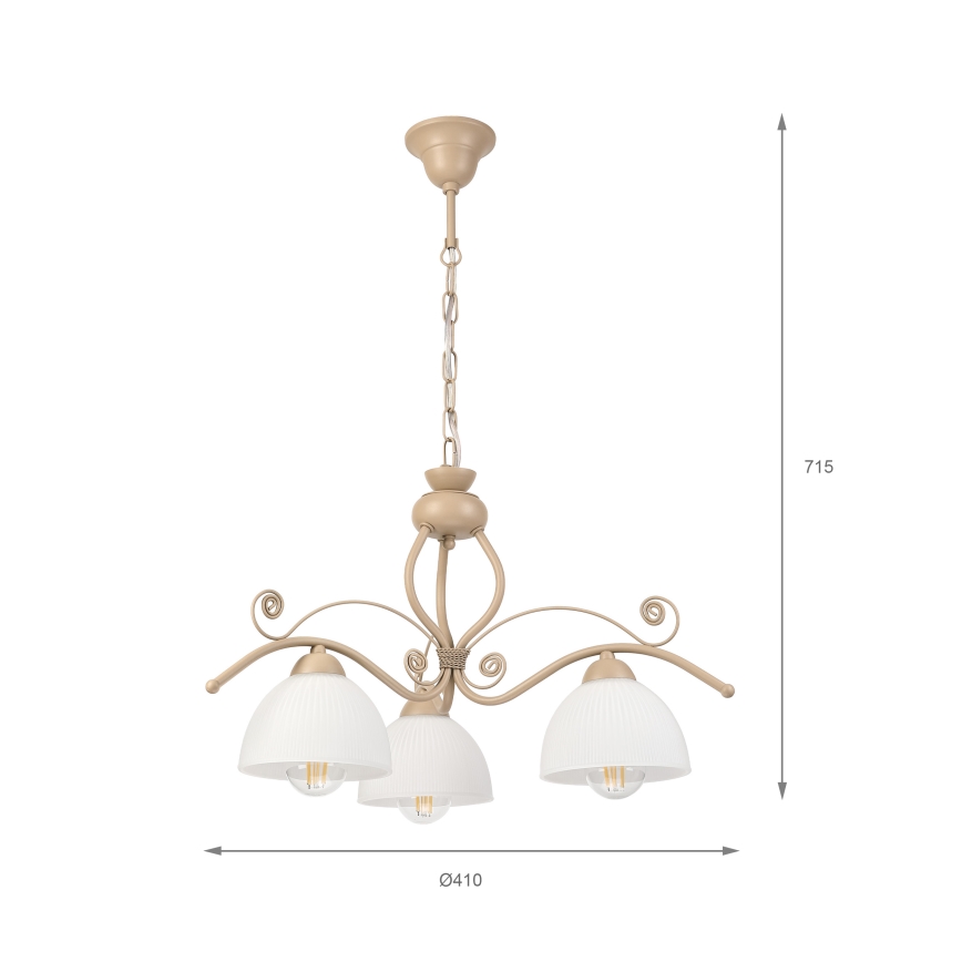 Brilagi - ANTICO MODERN láncos csillár 3xE27/60W/230V bézs