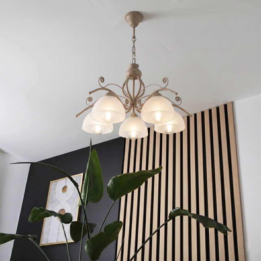 Brilagi - ANTICO MODERN láncos csillár 5xE27/60W/230V bézs