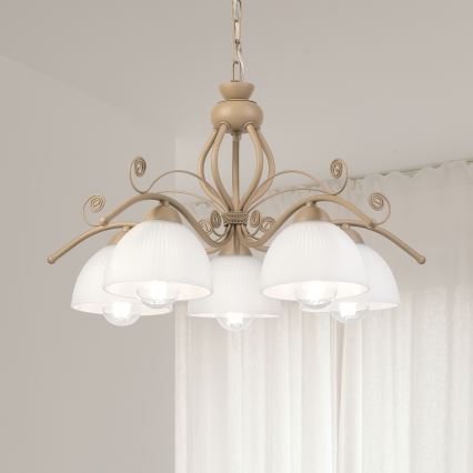 Brilagi - ANTICO MODERN láncos csillár 5xE27/60W/230V bézs