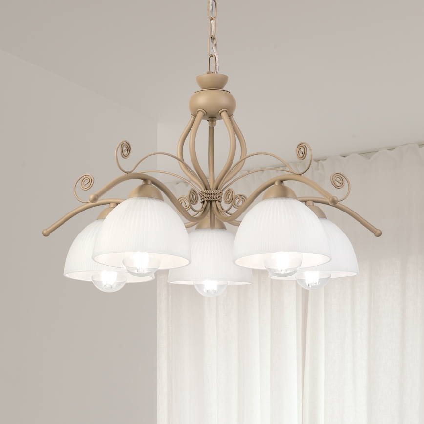 Brilagi - ANTICO MODERN láncos csillár 5xE27/60W/230V bézs