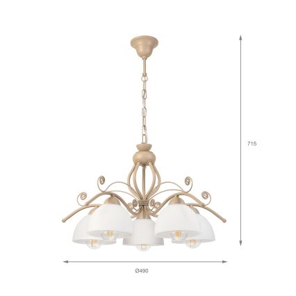 Brilagi - ANTICO MODERN láncos csillár 5xE27/60W/230V bézs
