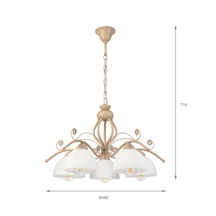 Brilagi - ANTICO MODERN láncos csillár 5xE27/60W/230V bézs