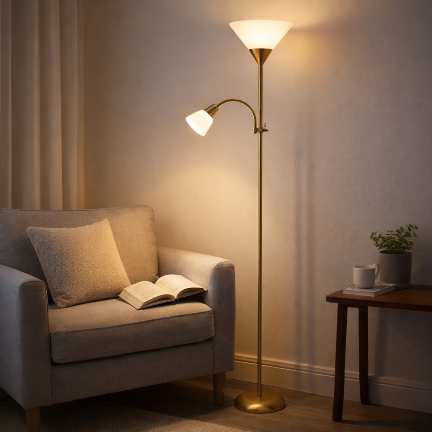 Brilagi - ARIANA állólámpa 1xE27/100W/230V + 1xE14/25W aranyszínű