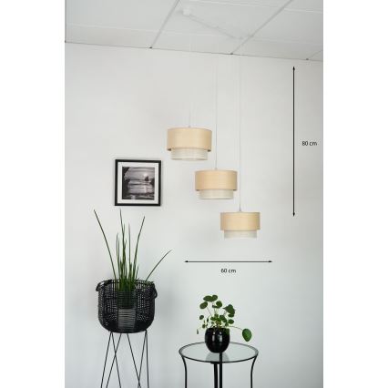 Brilagi - ARIZONA BOHO függeszték kábelre 3xE27/15W/230V bézs/fehér