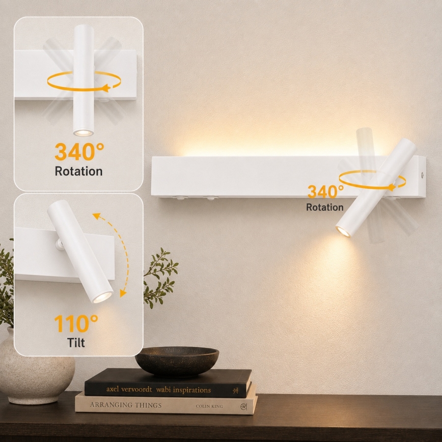Brilagi - ARLIX LED fali spotlámpa LED/3W/230V + LED/7W, fehér, CRI 90