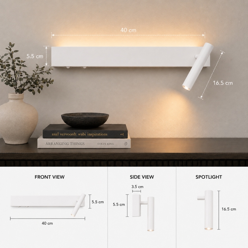Brilagi - ARLIX LED fali spotlámpa LED/3W/230V + LED/7W, fehér, CRI 90