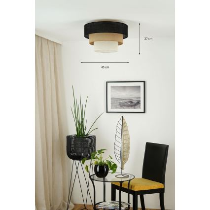 Brilagi - Mennyezeti lámpa ASPEN LUNETA 1xE27/15W/230V átm. 45 cm fekete/beige/krém