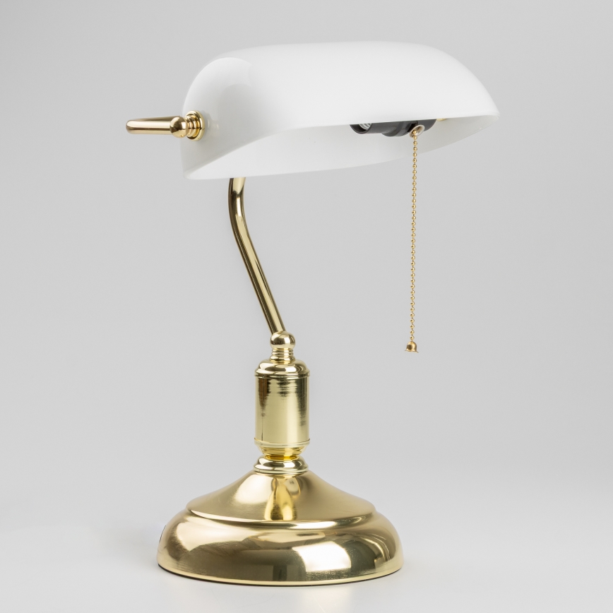 Brilagi - Asztali lámpa BANK OFFICE 1xE27/60W/230V arany/fehér