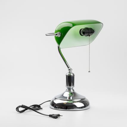 Brilagi - Asztali lámpa BANK OFFICE 1xE27/60W/230V fényezett króm/zöld