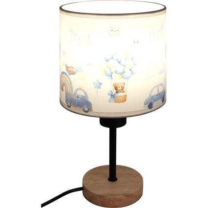 Brilagi - Gyerekszobai asztali lámpa BOBO WOOD 1xE27/25W/230V tölgy/fekete/fehér/kék/mackók
