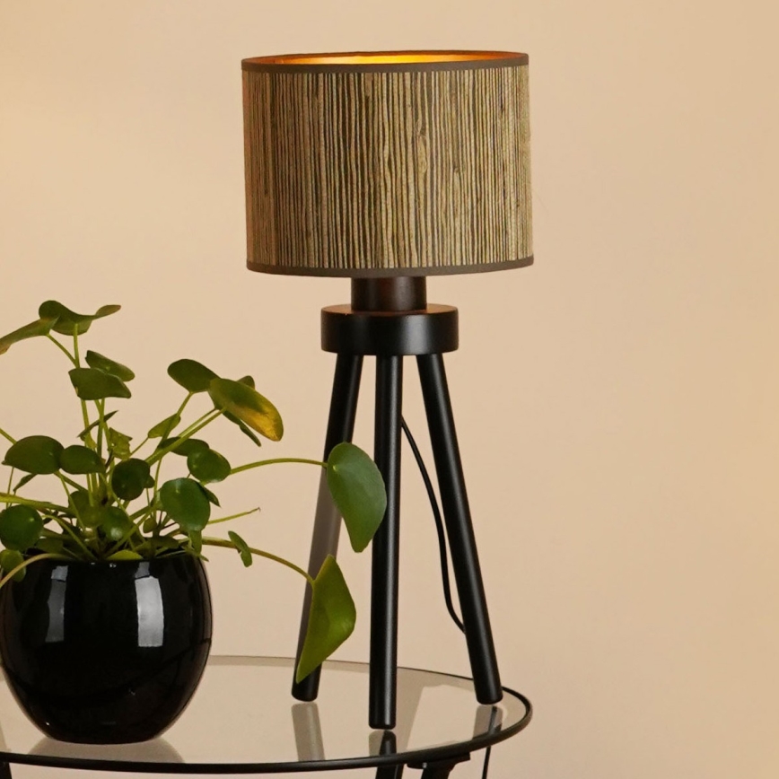 Brilagi - Asztali lámpa BOSTON ROLLER 1xE27/15W/230V barna szalma/arany