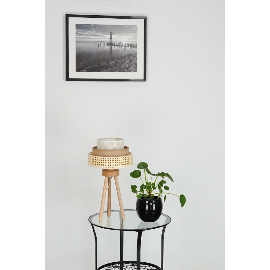 Brilagi - Asztali lámpa CEDAR LUNETA 1xE27/15W/230V rattan/barna/krém