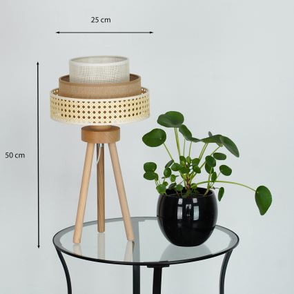 Brilagi - Asztali lámpa CEDAR LUNETA 1xE27/15W/230V rattan/barna/krém