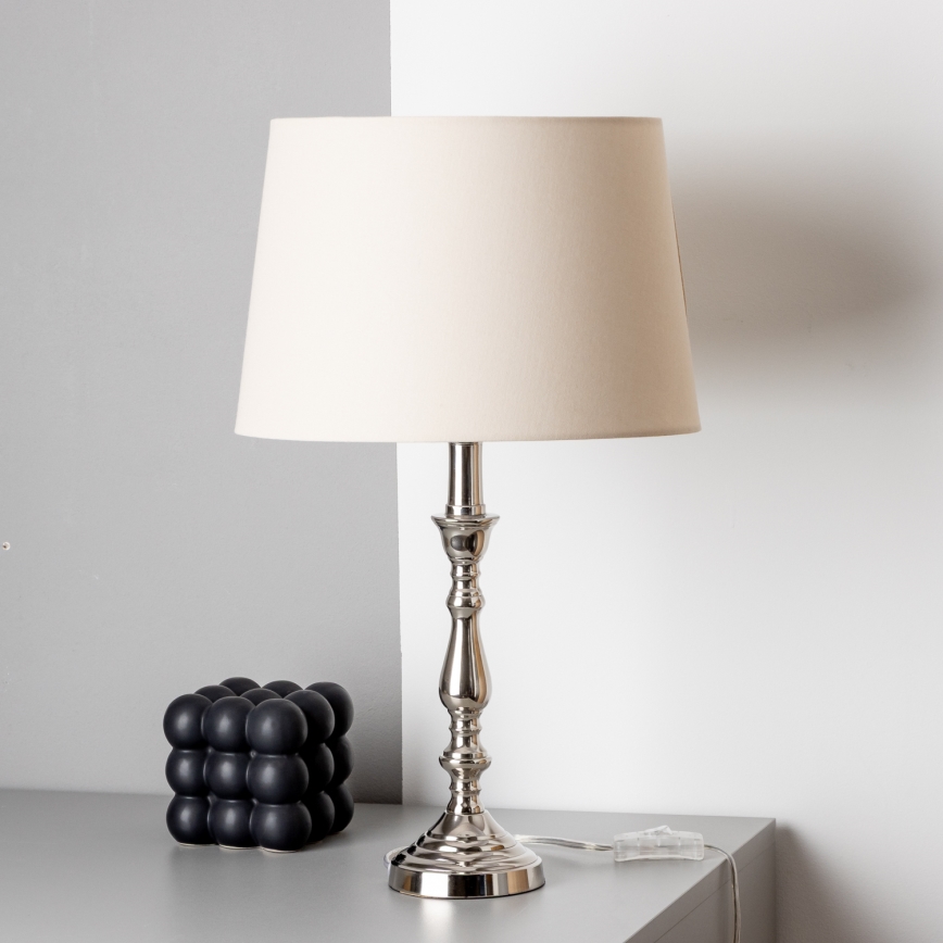 Brilagi - Asztali lámpa CERIA 1xE27/60W/230V átm. 30 cm fényes króm/bézs