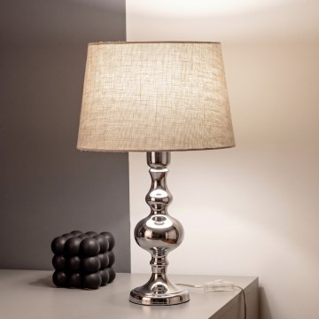 BRILAGI - Asztali lámpa CERIA 1xE27/60W/230V Ø 30 cm fényes króm/szürke