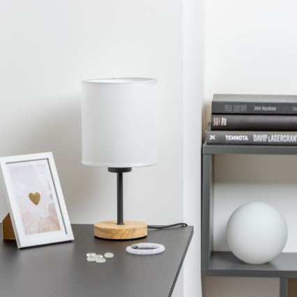 Brilagi - Asztali lámpa NUBILA WOOD 1xE27/25W/230V tölgy/fehér