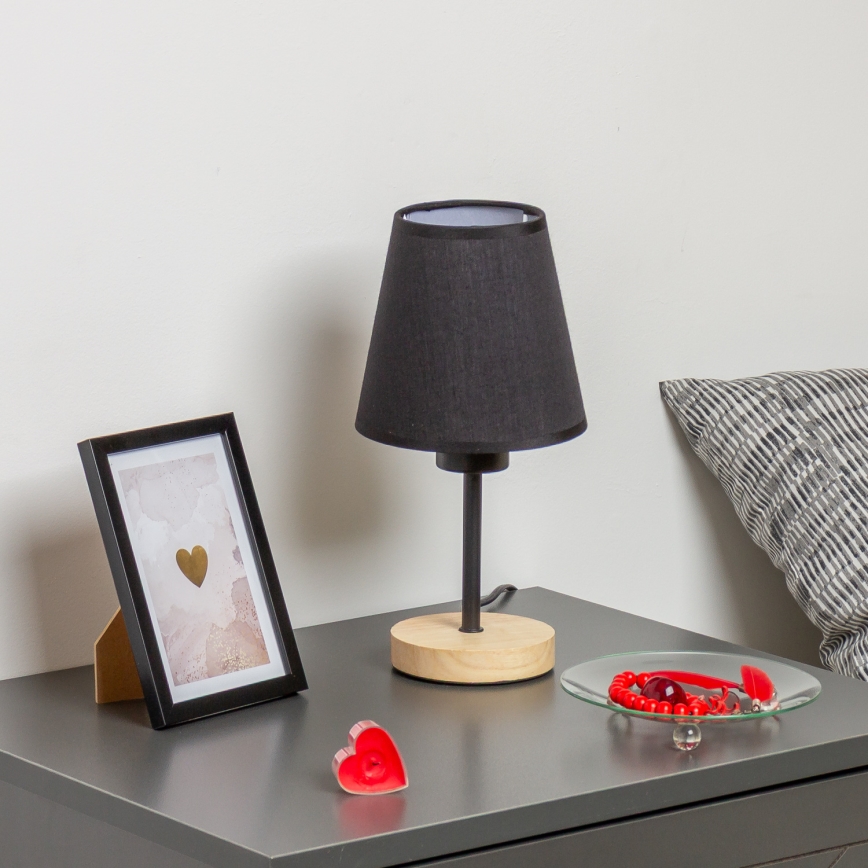 Brilagi - Asztali lámpa NUBILA WOOD 1xE27/25W/230V tölgy/fekete