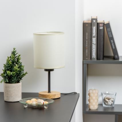 Brilagi - Asztali lámpa NUBILA WOOD 1xE27/25W/230V tölgy/fekete/krémes