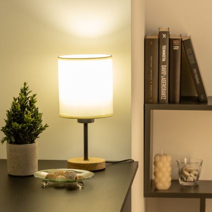 Brilagi - Asztali lámpa NUBILA WOOD 1xE27/25W/230V tölgy/fekete/krémes