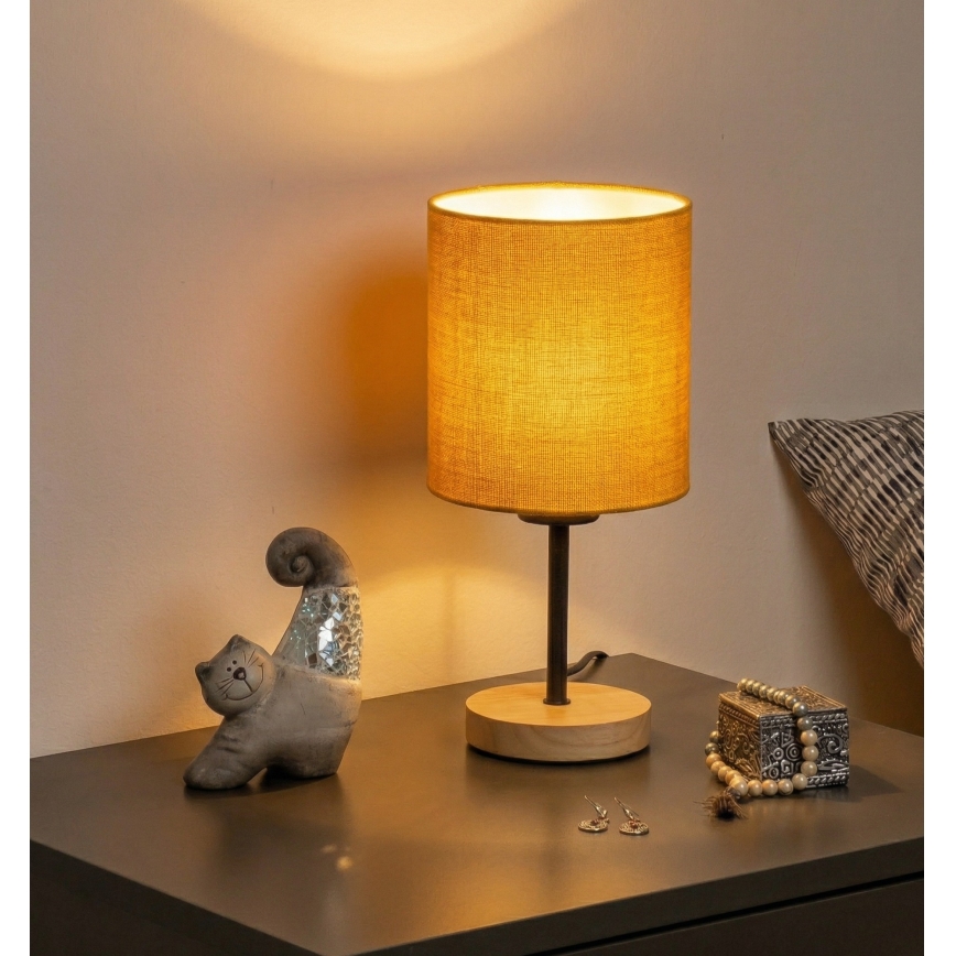 Brilagi - Asztali lámpa NUBILA WOOD 1xE27/25W/230V tölgy/fekete/sárga