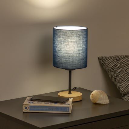 Brilagi - Asztali lámpa NUBILA WOOD 1xE27/25W/230V tölgy/sötét kék