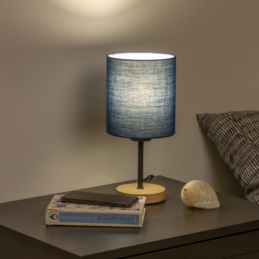 Brilagi - Asztali lámpa NUBILA WOOD 1xE27/25W/230V tölgy/sötét kék