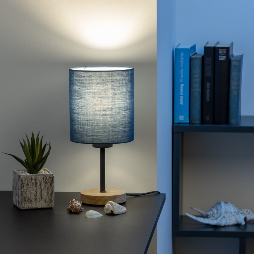 Brilagi - Asztali lámpa NUBILA WOOD 1xE27/25W/230V tölgy/sötét kék