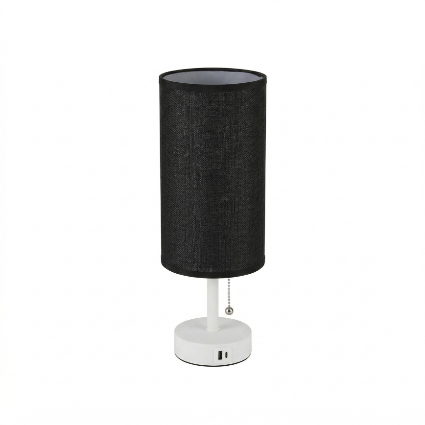 Brilagi - Asztali lámpa USB-csatlakozóval TABLON 1xE27/25W/230V fehér/fekete