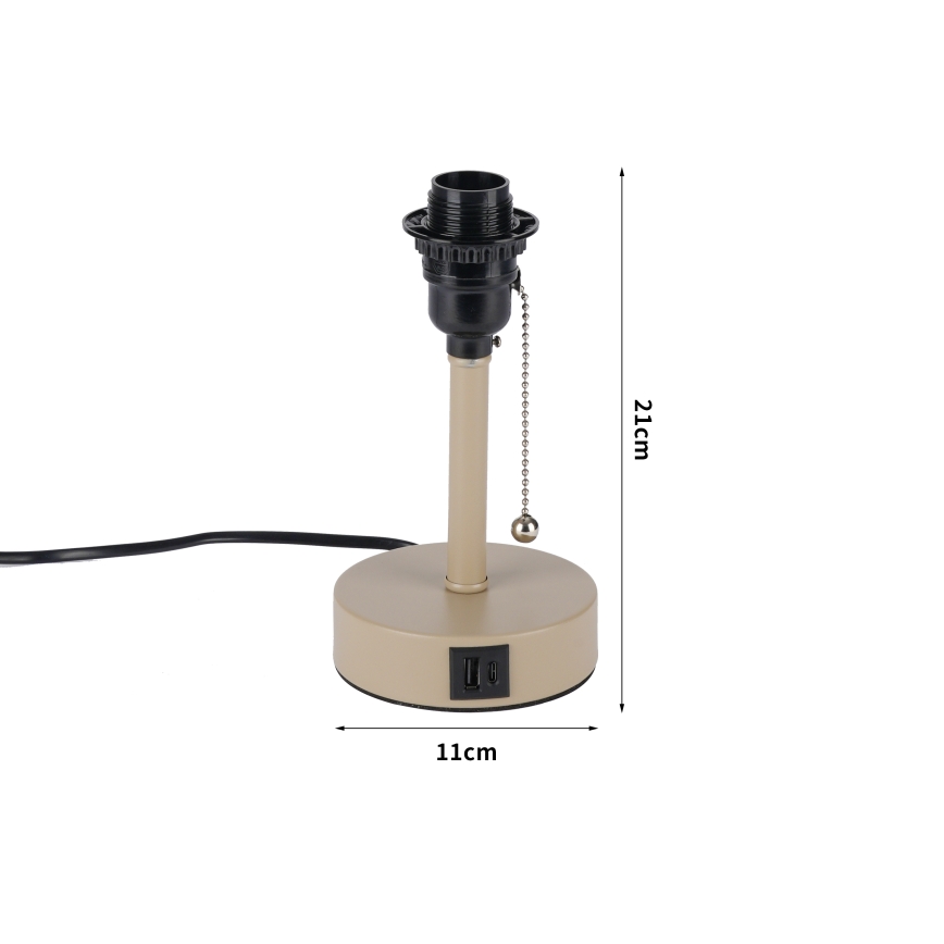 Brilagi - Asztali lámpa USB-porttal TABLON 1xE27/25W/230V bézs