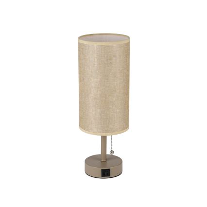 Brilagi - Asztali lámpa USB-porttal TABLON 1xE27/25W/230V bézs