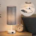 Brilagi - Asztali lámpa USB-porttal TABLON 1xE27/25W/230V fehér/szürke
