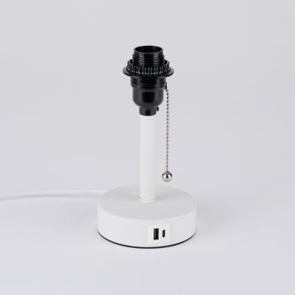 Brilagi - Asztali lámpa USB-porttal TABLON 1xE27/25W/230V fehér/szürke