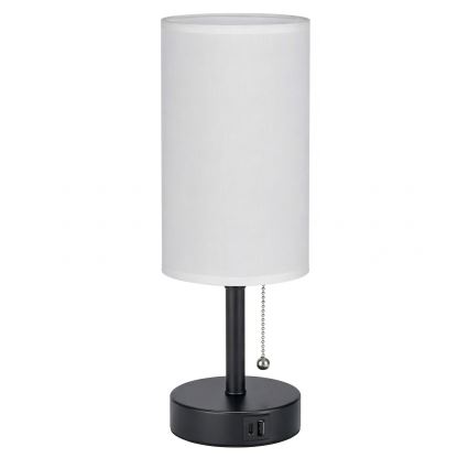Brilagi - Asztali lámpa USB-porttal TABLON 1xE27/25W/230V fekete/fehér