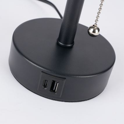 Brilagi - Asztali lámpa USB-porttal TABLON 1xE27/25W/230V fekete/fehér