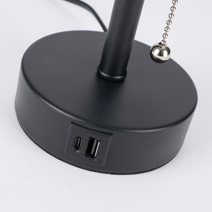 Brilagi - Asztali lámpa USB-porttal TABLON 1xE27/25W/230V fekete