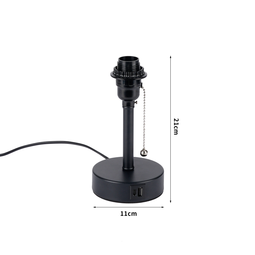 Brilagi - Asztali lámpa USB-porttal TABLON 1xE27/25W/230V fekete