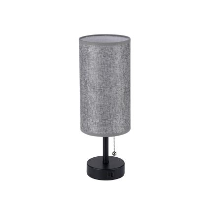 Brilagi - Asztali lámpa USB-porttal TABLON 1xE27/25W/230V fekete/szürke