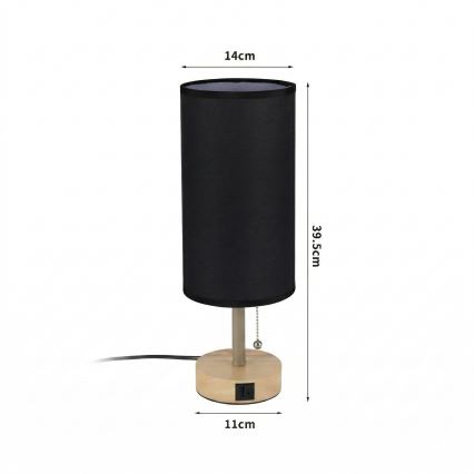 Brilagi - Asztali lámpa USB-porttal TABLON 1xE27/25W/230V tölgy/bézs/fekete