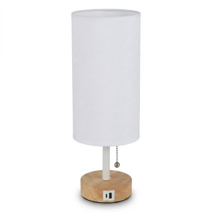 Brilagi - Asztali lámpa USB-porttal TABLON 1xE27/25W/230V tölgy/fehér