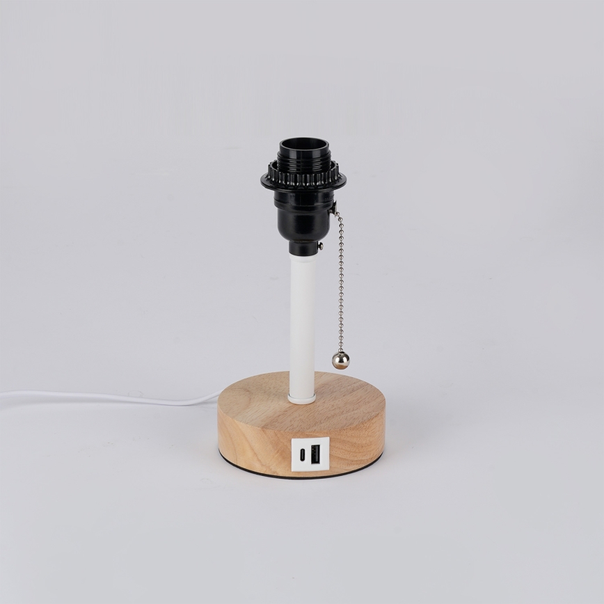 Brilagi - Asztali lámpa USB-porttal TABLON 1xE27/25W/230V tölgy/fehér