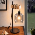 BRILAGI - Asztali lámpa WOOD GLASS 1xE27/40W/230V barna/fekete/füstszürke