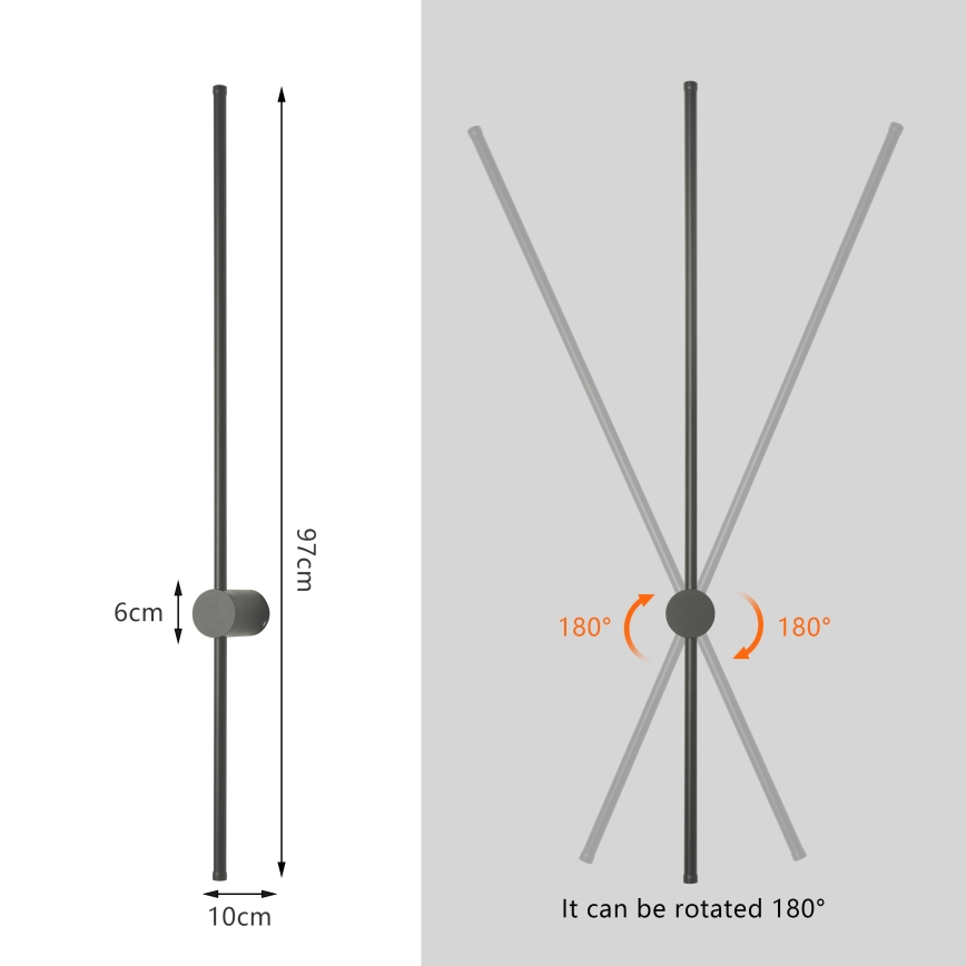 Brilagi - AURA LED kültéri fali lámpatest LED/20W/230V 3000K IP54 97 cm antracit CRI 90