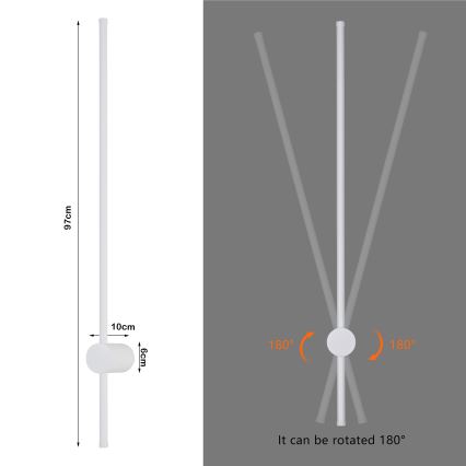 Brilagi - LED Kültéri fali lámpa AURA LED/20W/230V 3000K IP54 97 cm fehér CRI 90