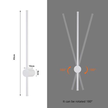 Brilagi - LED kültéri fali lámpatest AURA LED/12W/230V 3000K IP54 65 cm fehér CRI 90