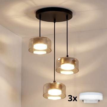 Brilagi - AURA LUX kábelfüggesztésű LED csillár 3xGX53/13W/230V fekete/arany