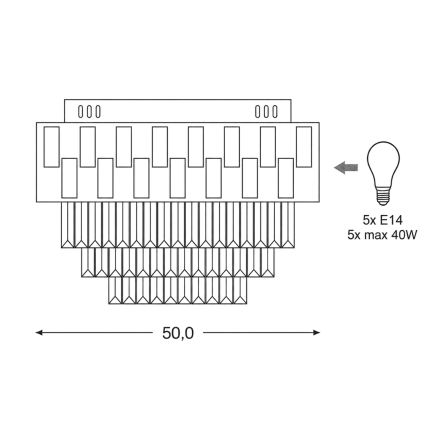 BRILAGI - AURELIA mennyezeti lámpatest, 5x E14/40W/230V, Ø 50 cm, fényes króm